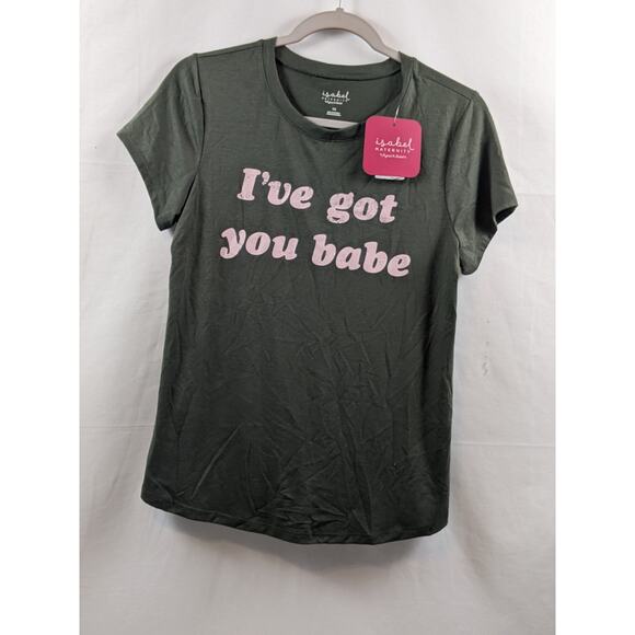 Ingrid Isabel I've Got You Babe Graphic Maternity T Shirt XS Short‎ Sleeve Green - Picture 5 of 6